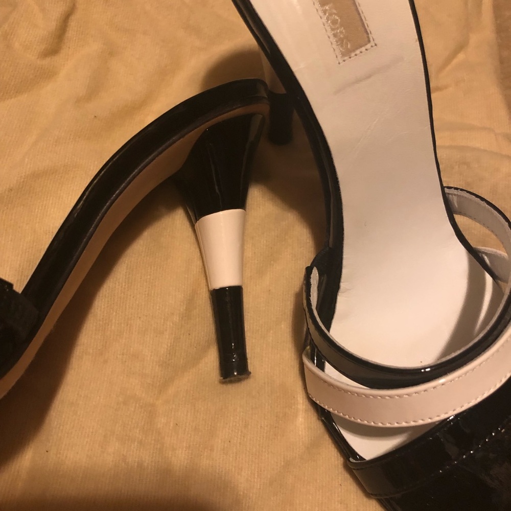 Michael Kors Black/White patent strappy mule - 7 - Picture 3 of 6